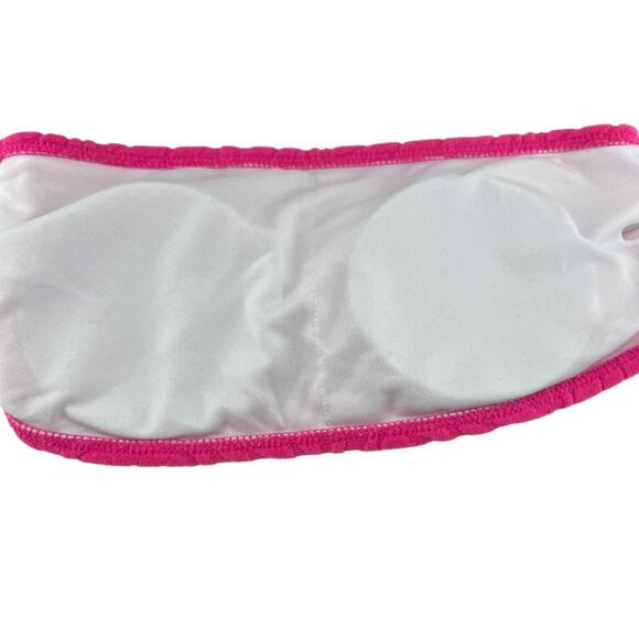 Womens Textured Terry Cloth Bandeau Bikini Top Bright Pink Size Small - Picture 2 of 4